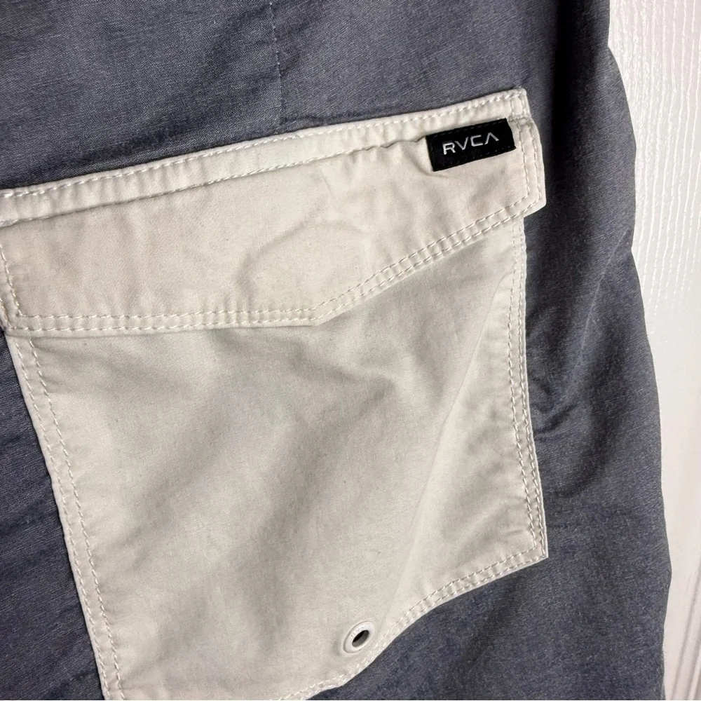 RVCA Men's Swim Board Shorts - Blue and Gray Size 34 Waist GUC